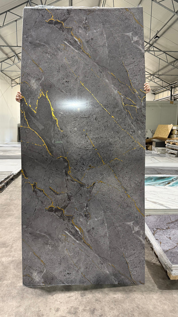 Pvc marmerlook wandpaneel 122x280 Gold-Grey