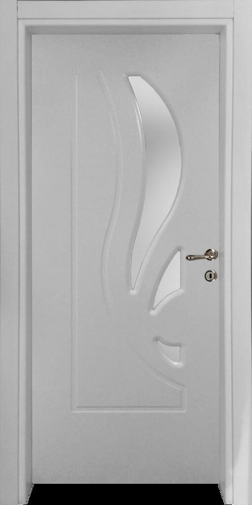 stompe binnendeur tulp model inclusief kozijnen en plinten met zwarte handvat en scharnieren