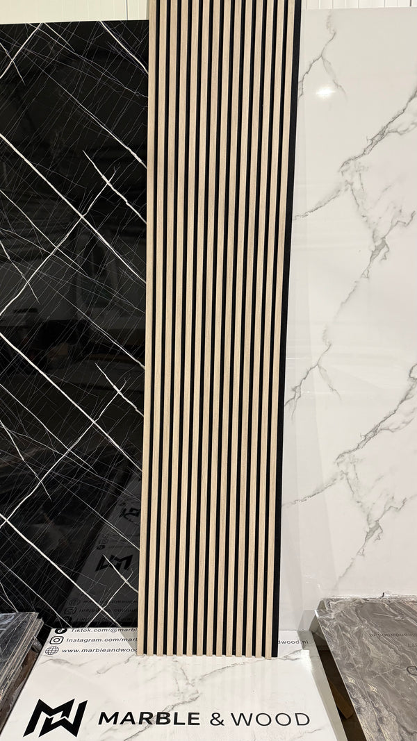 Akoestische Wandpaneel(Latten wanden)  | 60x280 cm | Rustiek Beige| 25 mm Latten