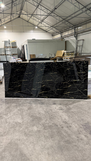 Pvc Wandpaneel Marmerlook 122x280 Weaving dreams Black-Gold