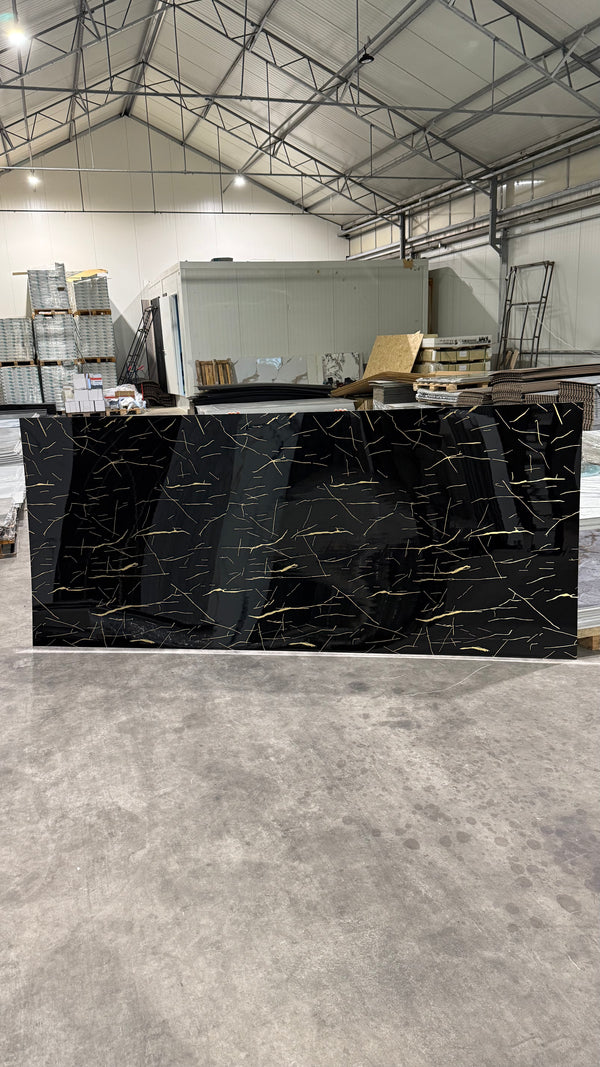 Pvc Wandpaneel Marmerlook 122x280 Weaving dreams Black-Gold