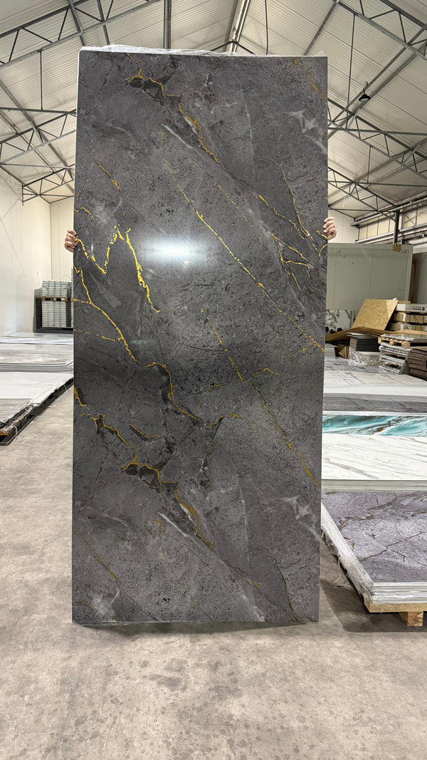 Pvc marmerlook wandpaneel 122x280 Gold-Grey