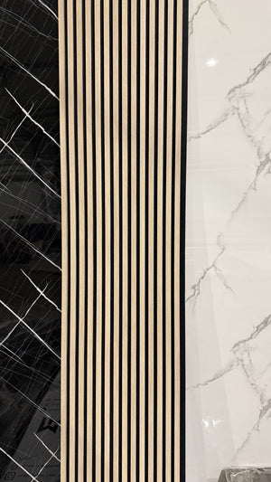 Akoestische Wandpaneel(Latten wanden)  | 60x280 cm | Rustiek Beige| 25 mm Latten