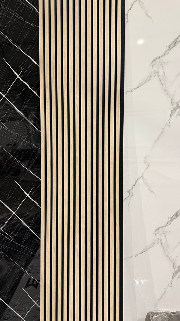 Akoestische Wandpaneel(Latten wanden)  | 60x280 cm | Rustiek Beige| 25 mm Latten