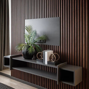 Akoestische wandpaneel walnoot (Latten wanden) | 60x280 cm| 25 mm latten|gerookt eiken