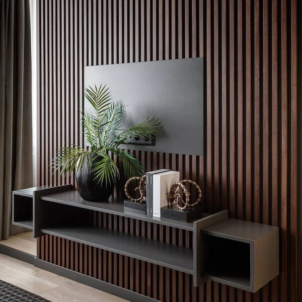 Akoestische wandpaneel walnoot (Latten wanden) | 60x280 cm| 25 mm latten|gerookt eiken