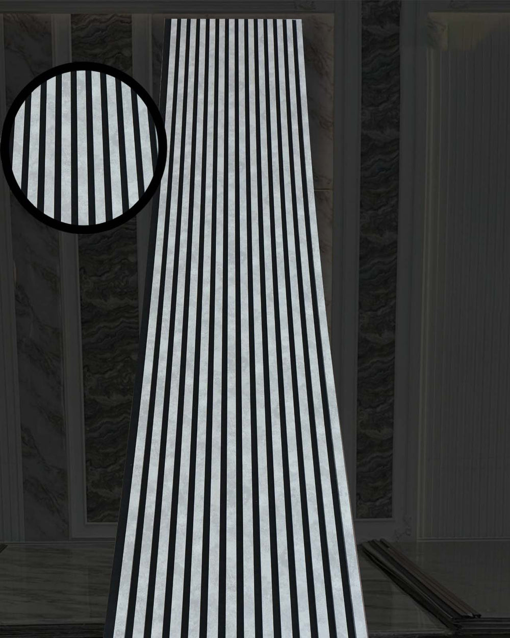 Akoestische wandpaneel | 60x280 cm | Beton Look Lichtgrijs| 18 mm lattenAkoestische wandpaneel | 60x280 cm | Beton Look Lichtgrijs| 18 mm latten