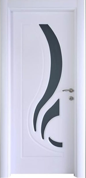 stompe binnendeur tulp model inclusief kozijnen en plinten met zwarte handvat en scharnieren