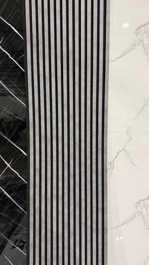 Akoestische Wandpaneel (Latten wanden) | 60x280 cm | Beton Look Donker Grijs| 25 mm Latten