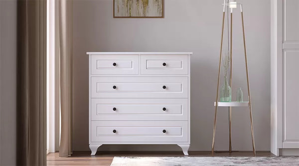 Beyza Country Ladekast – 90 cm – Wit – MDF Fronten – 86x90x40 cm