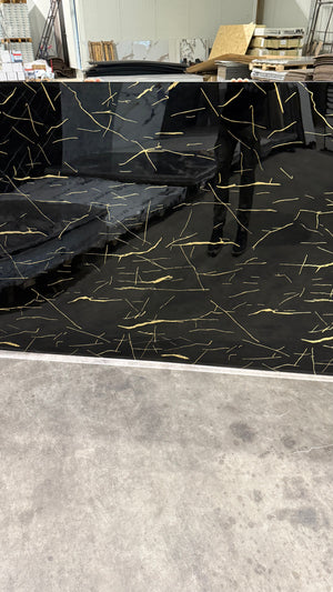 Pvc Wandpaneel Marmerlook 122x280 Weaving dreams Black-Gold