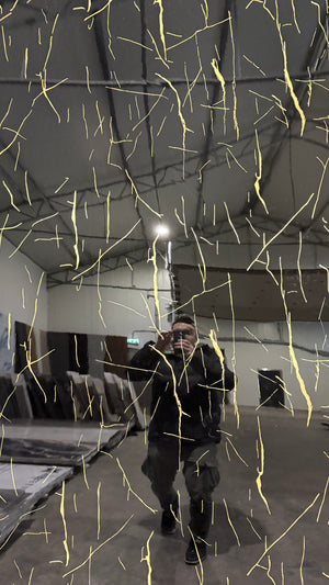 Pvc Wandpaneel Marmerlook 122x280 Weaving dreams Black-Gold