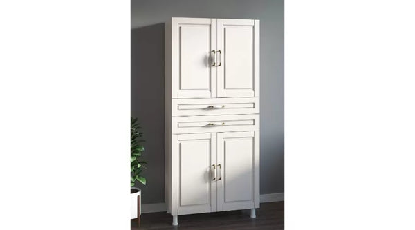 Kleiderschrank im Landhausstil – 4 Türen & 2 Schubladen – Weiß – 180 x 70 x 33 cm