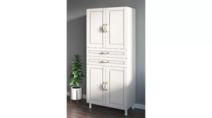 Kleiderschrank im Landhausstil – 4 Türen & 2 Schubladen – Weiß – 180 x 70 x 33 cm