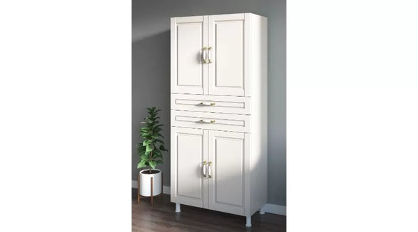 Kleiderschrank im Landhausstil – 4 Türen & 2 Schubladen – Weiß – 180 x 70 x 33 cm