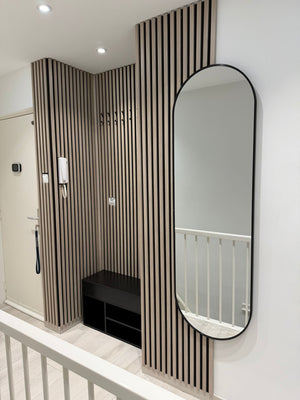 Akoestische Wandpaneel(Latten wanden)  | 60x280 cm | Rustiek Beige| 25 mm Latten