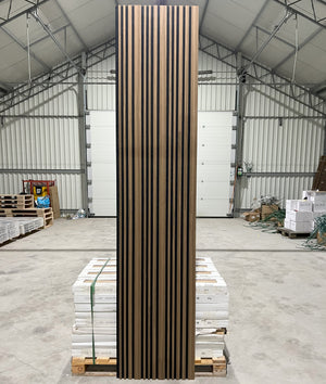Akoestische wandpaneel | 60x280 cm | smoke oak | gevarieerde latten