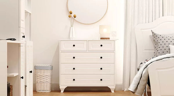 İzel Kommode – 90 cm – Weiß – Fronten aus MDF-Membran – 86 x 90 x 40 cm