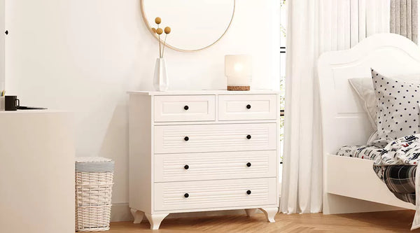 İzel Kommode – 90 cm – Weiß – Fronten aus MDF-Membran – 86 x 90 x 40 cm