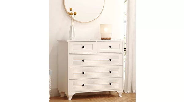 İzel Kommode – 90 cm – Weiß – Fronten aus MDF-Membran – 86 x 90 x 40 cm