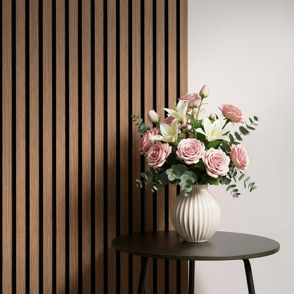 Akoestische wandpaneel (Latten wanden) | 60x280 cm | Walnoot | 25 mm latten