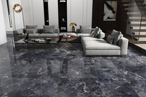 QUA Granite | Melrose Dark Hoogglans Natuursteenlook 60x120 Vloertegel / Wandtegel