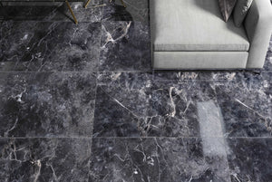 QUA Granite | Melrose Dark Hoogglans Natuursteenlook 60x120 Vloertegel / Wandtegel