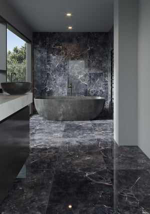 QUA Granite | Melrose Dark Hoogglans Natuursteenlook 60x120 Vloertegel / Wandtegel
