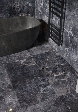 QUA Granite | Melrose Dark Hoogglans Natuursteenlook 60x120 Vloertegel / Wandtegel