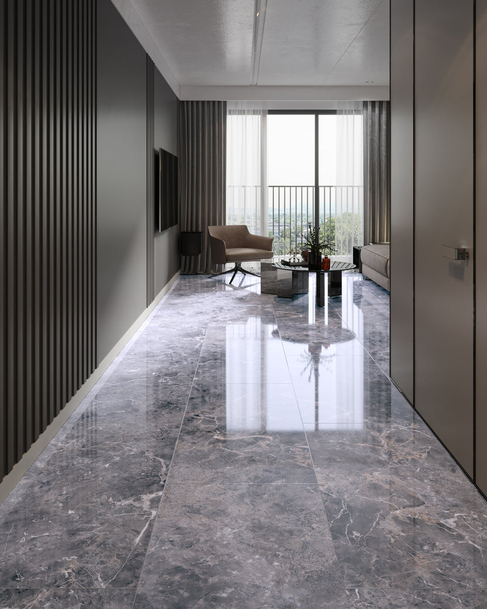 QUA Granite | Melrose Light Hoogglans Natuursteenlook 60x120 Vloertegel / Wandtegel