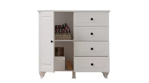 Beyza Country Mini-Kommode – 4 Schubladen – Weiß – 87 x 43 x 87 cm
