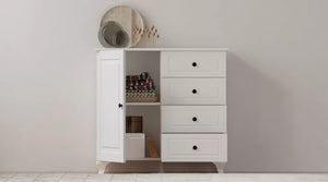 Beyza Country Mini-Kommode – 4 Schubladen – Weiß – 87 x 43 x 87 cm