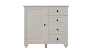 Beyza Country Mini-Kommode – 4 Schubladen – Weiß – 87 x 43 x 87 cm