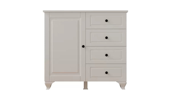 Beyza Country Mini-Kommode – 4 Schubladen – Weiß – 87 x 43 x 87 cm