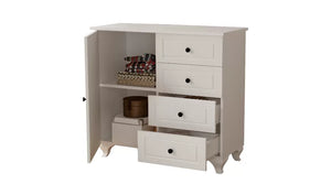 Beyza Country Mini-Kommode – 4 Schubladen – Weiß – 87 x 43 x 87 cm