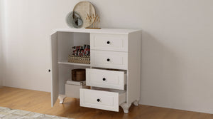Beyza Country Mini-Kommode – 4 Schubladen – Weiß – 87 x 43 x 87 cm