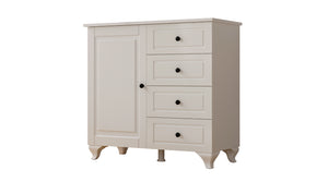 Beyza Country Mini-Kommode – 4 Schubladen – Weiß – 87 x 43 x 87 cm