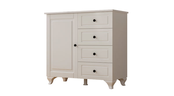 Beyza Country Mini-Kommode – 4 Schubladen – Weiß – 87 x 43 x 87 cm