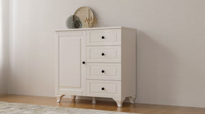 Beyza Country Mini-Kommode – 4 Schubladen – Weiß – 87 x 43 x 87 cm