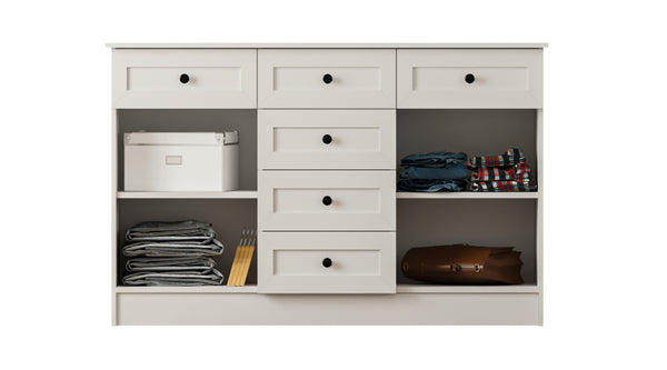 Rumy S1 Country Mega Ladekast – 130 cm – Wit – MDF Profiel – 85x130x43 cm