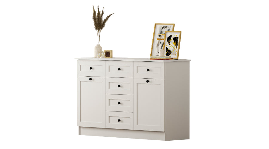 Rumy S1 Country Mega Ladekast – 130 cm – Wit – MDF Profiel – 85x130x43 cm