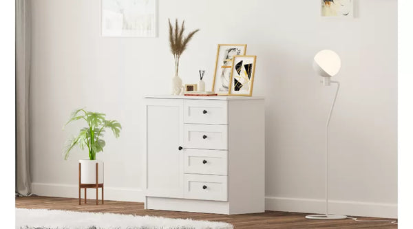 Rabi Rumy S1 Country Mini Ladekast – 4 Laden – Wit – 85x87x43 cm