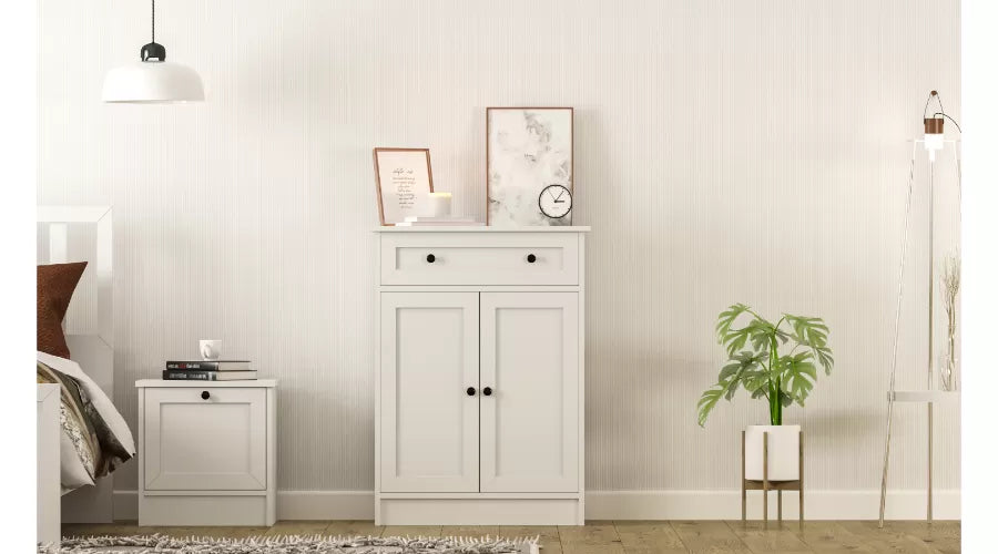 Rumy S1 Country Ladekast – 100 cm Hoog – Wit – MDF Profiel – 100x70x40 cm