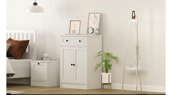 Rumy S1 Landhauskommode – 100 cm hoch – Weiß – MDF-Profil – 100 x 70 x 40 cm