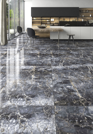 QUA Granite | Notte Nero Hoogglans Marmerlook 60x120 Vloertegel / Wandtegel