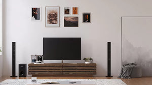 Prestij Wood TV Meubel – 180 cm – Walnoot – Massief Eiken Fronten – 180x40x35 cm