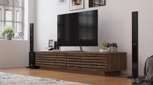 Prestij Wood TV Meubel – 180 cm – Walnoot – Massief Eiken Fronten – 180x40x35 cm