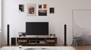 Prestij Wood TV Meubel – 180 cm – Walnoot – Massief Eiken Fronten – 180x40x35 cm