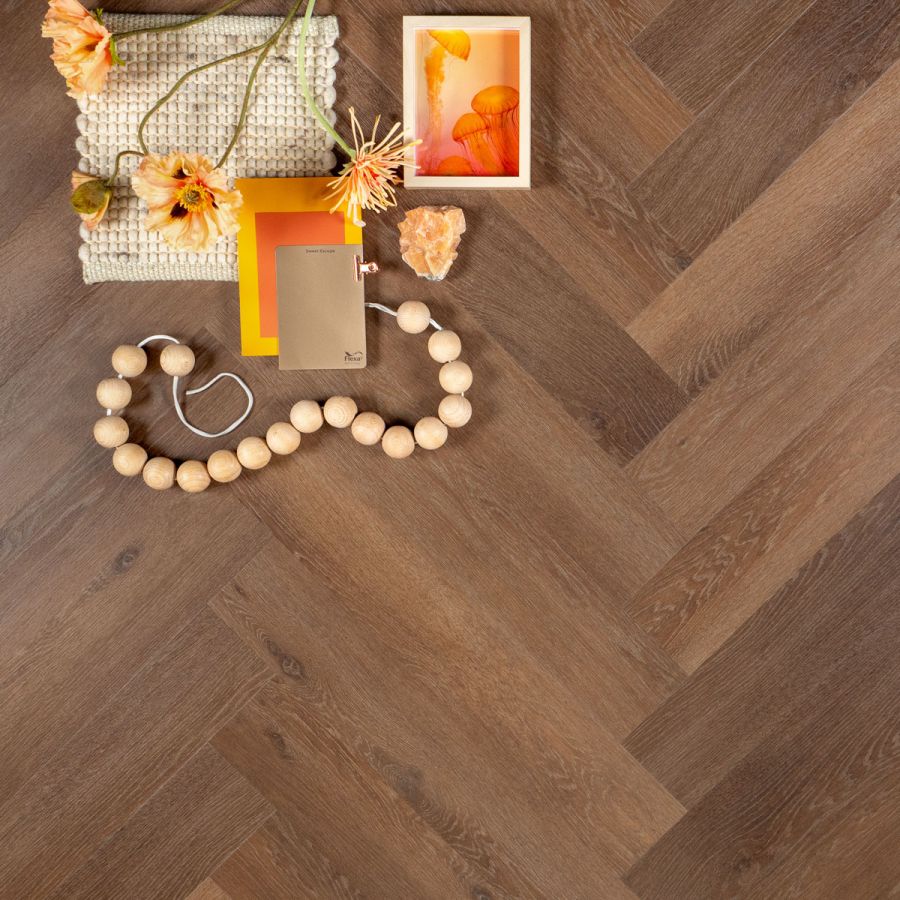 Rose Herringbone/Visgraat PVC plak