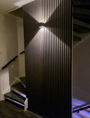29€ Akoestische WandPanelen Walnoot Lattenwand Met zwarte Vilt 270x60 cm